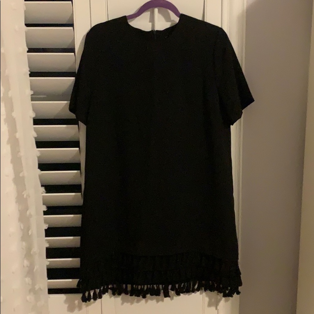 Black Zara dress with tiered tassels